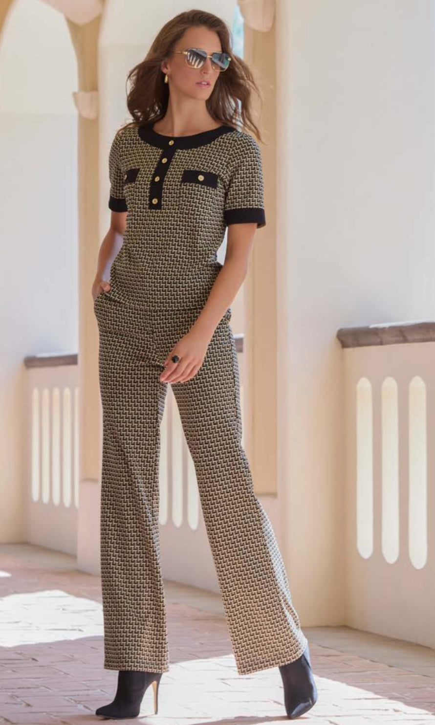 PANTALÓN ESTAMPADO NEGRO BEIGE 224299