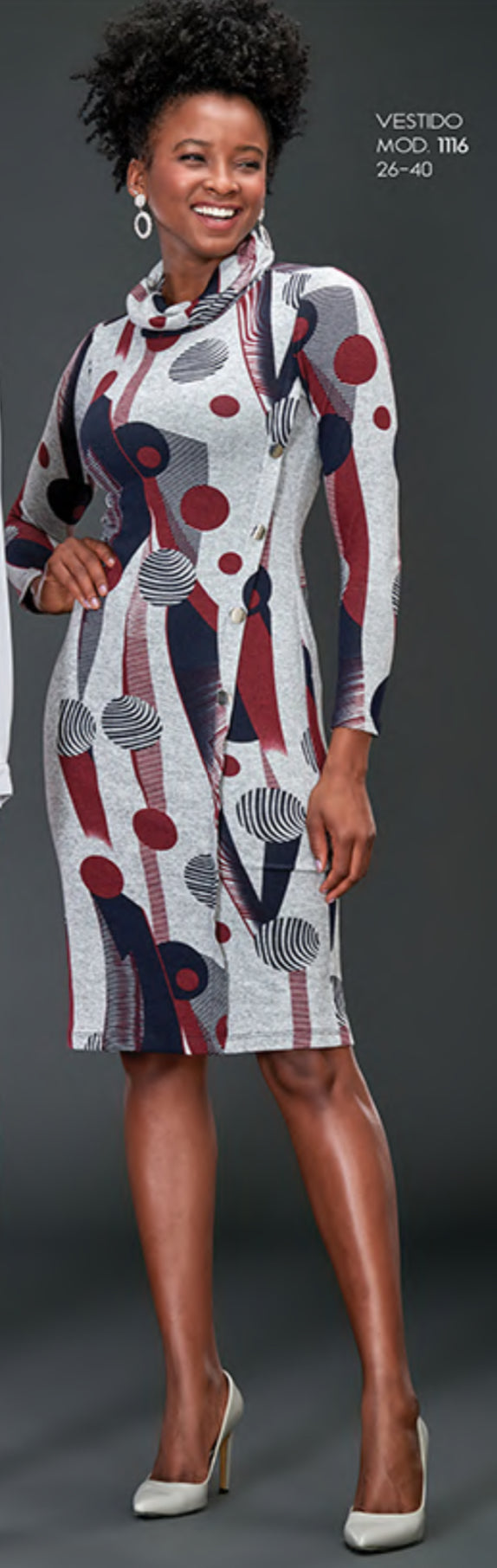 VESTIDO GRIS ESTAMPADO 1116