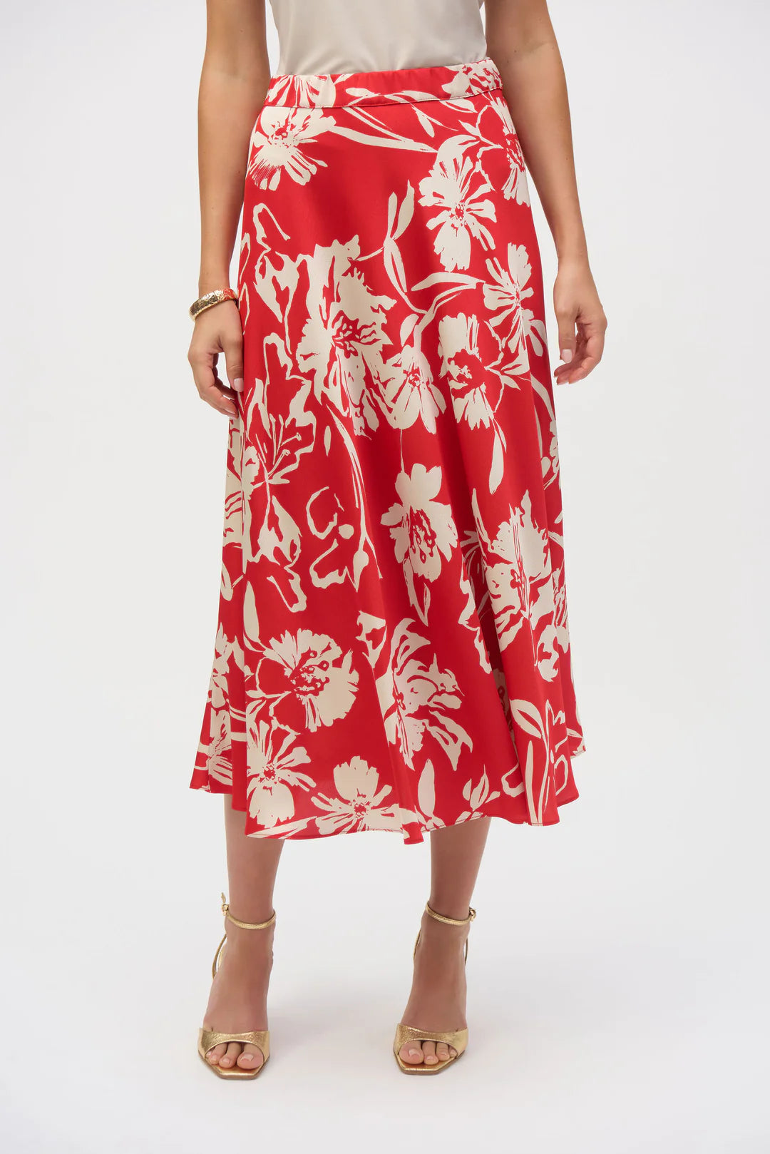 FALDA MIDI ROJA ESTAMPADA 252176