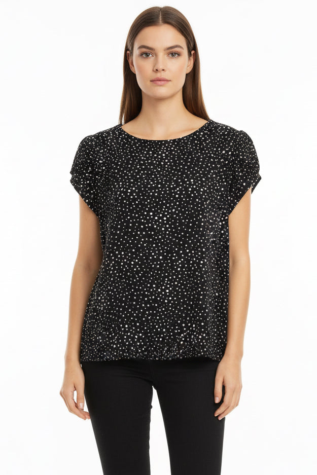 BLUSA NEGRA/ROJA/AZUL PRINT LUNARES L35749