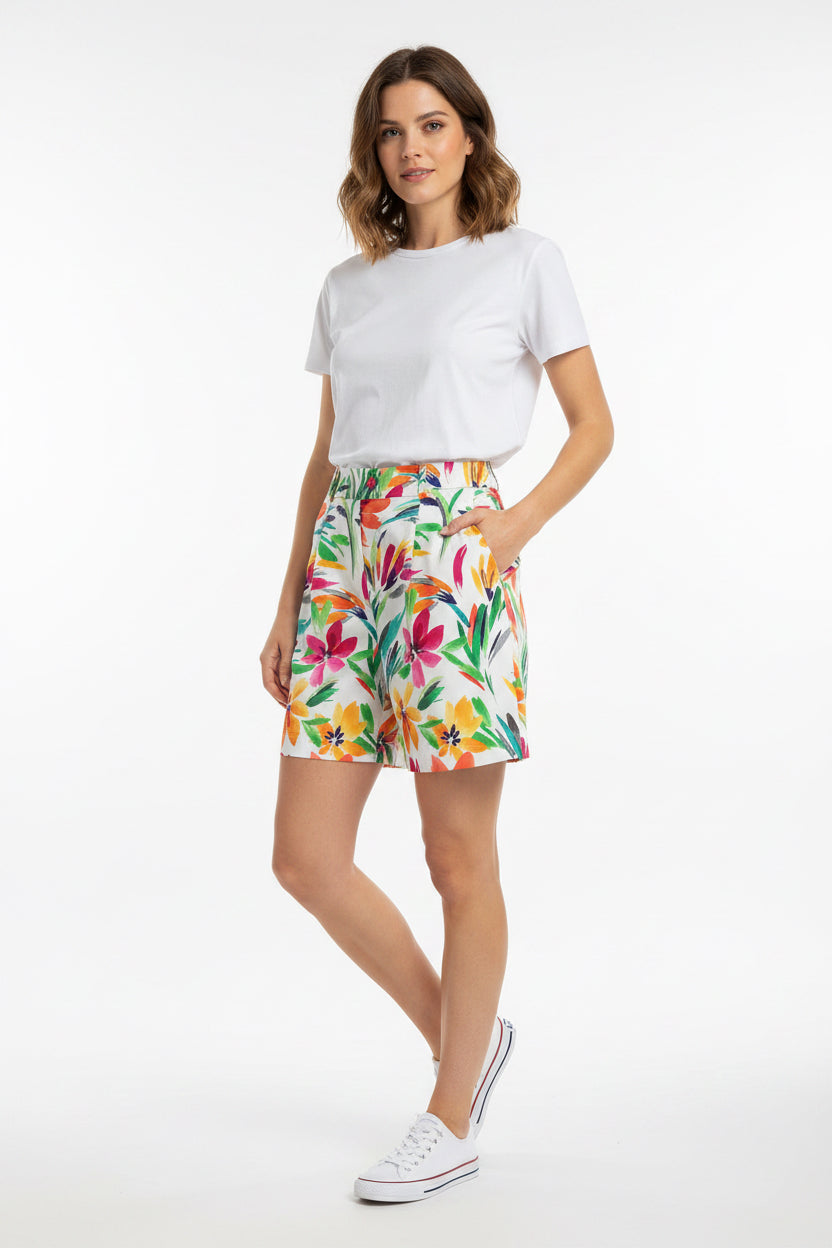SHORT BLANCO ESTAMPADO 2302