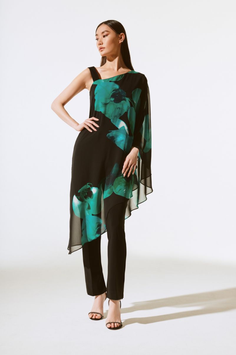BLUSA NEGRA ESTAMPADA FLORES VERDES 243791