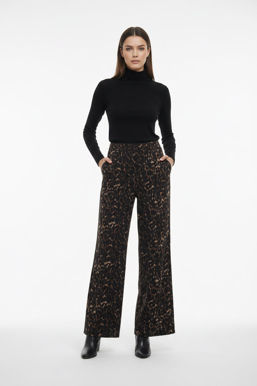 PANTALÓN NEGRO ANIMAL PRINT R26062