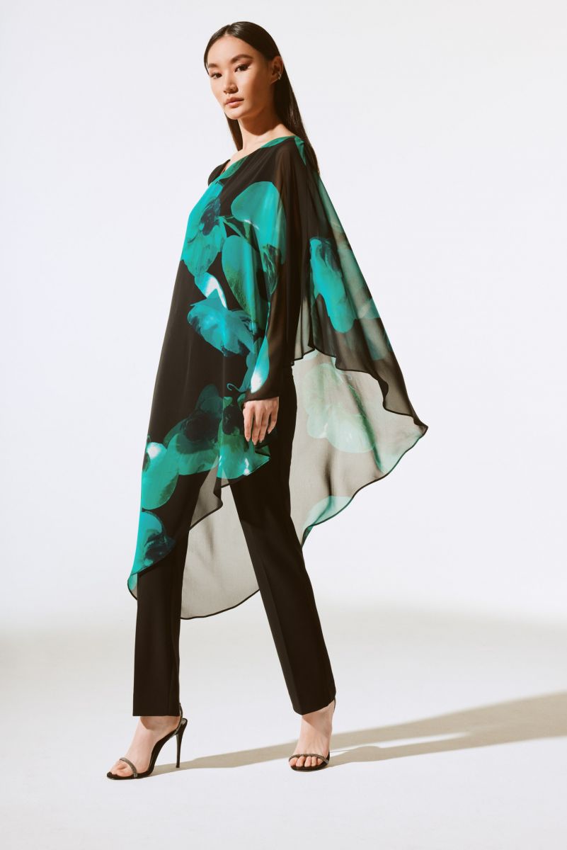 BLUSA NEGRA ESTAMPADA FLORES VERDES 243791