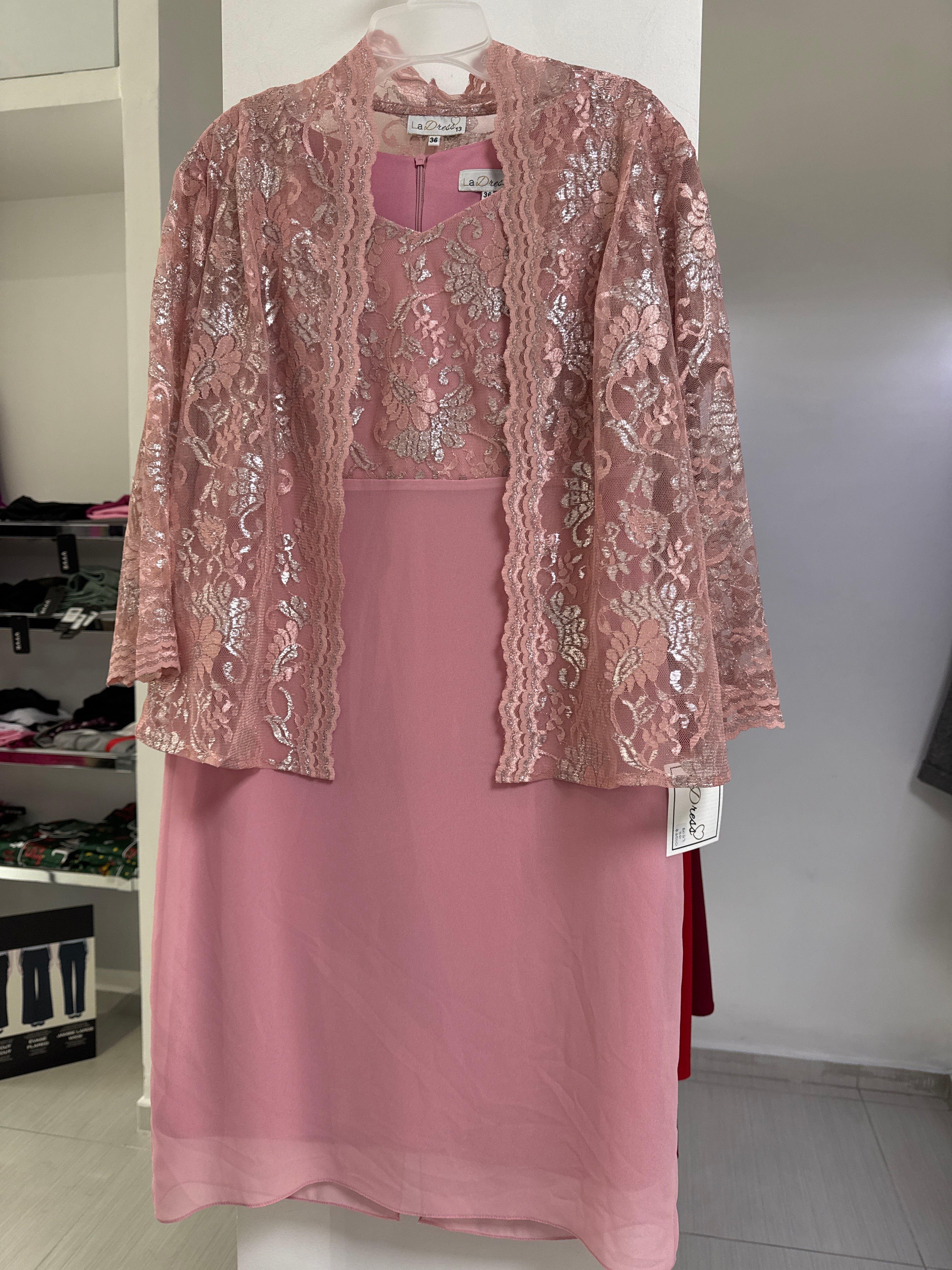 VESTIDO CORTO ROSA 8027