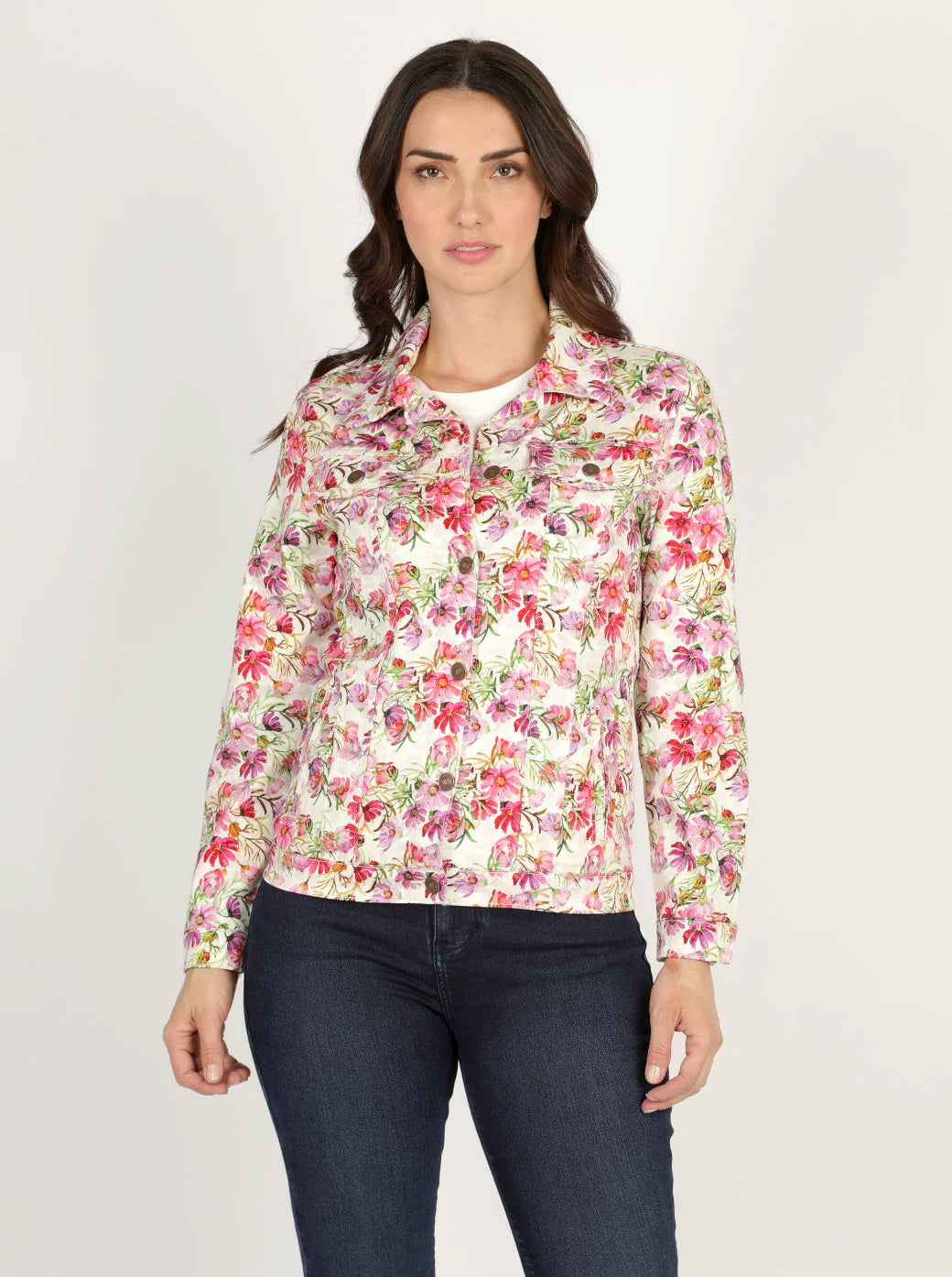 CHAQUETA BEIGE ESTAMPADA FLORES 124923