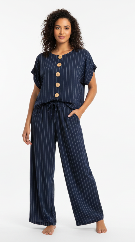 CONJUNTO BLUSA+PANTALÓN MARINO RAYAS L35720