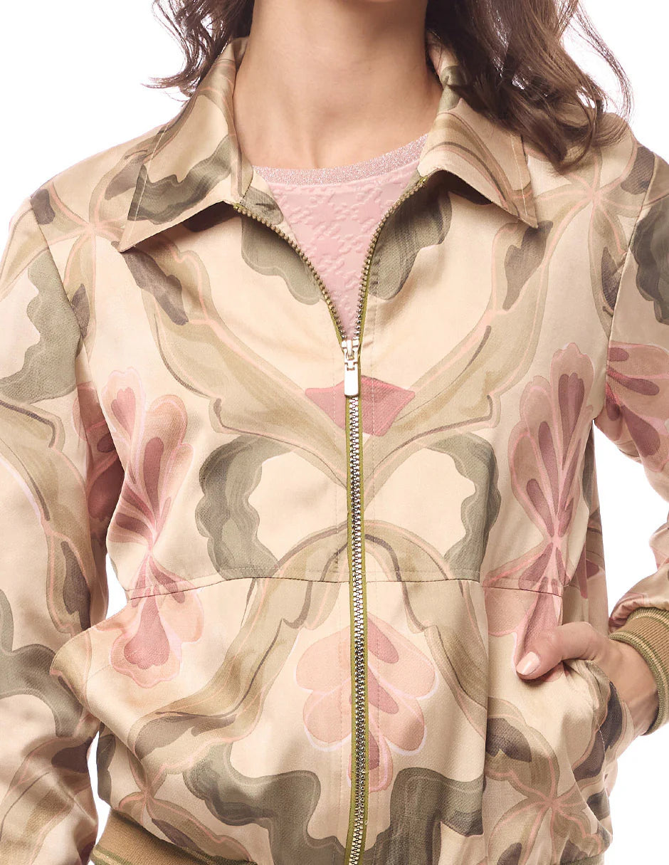 CHAQUETA BEIGE ESTAMPADA 225379