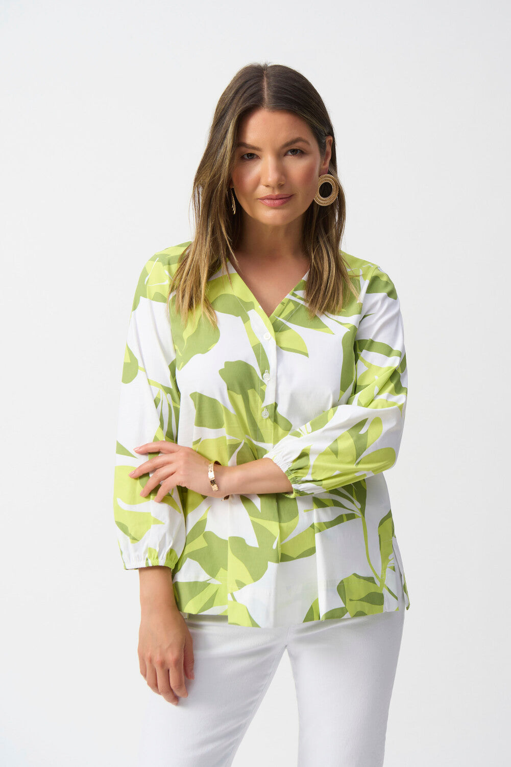 BLUSA BLANCA ESTAMPADA VERDE LIMÓN 251168