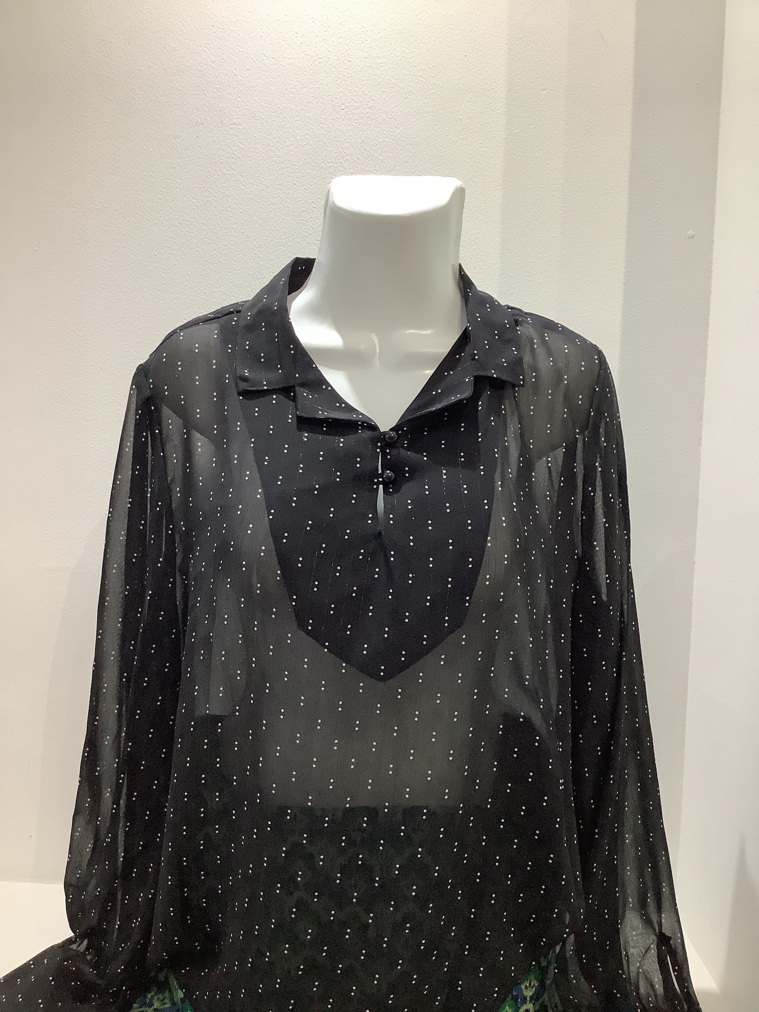 BLUSA GASA NEGRO/BEIGE L35453