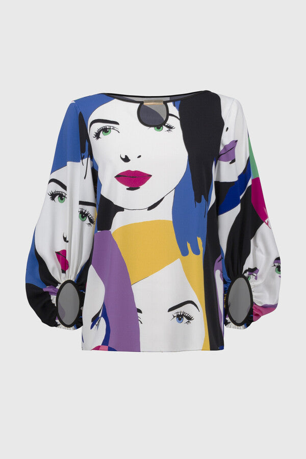 BLUSA BLANCA ESTAMPADA CARAS 251148