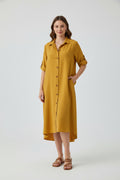 VESTIDO CORTO TÚNICA LILA/BEIGE/MOSTAZA L3787