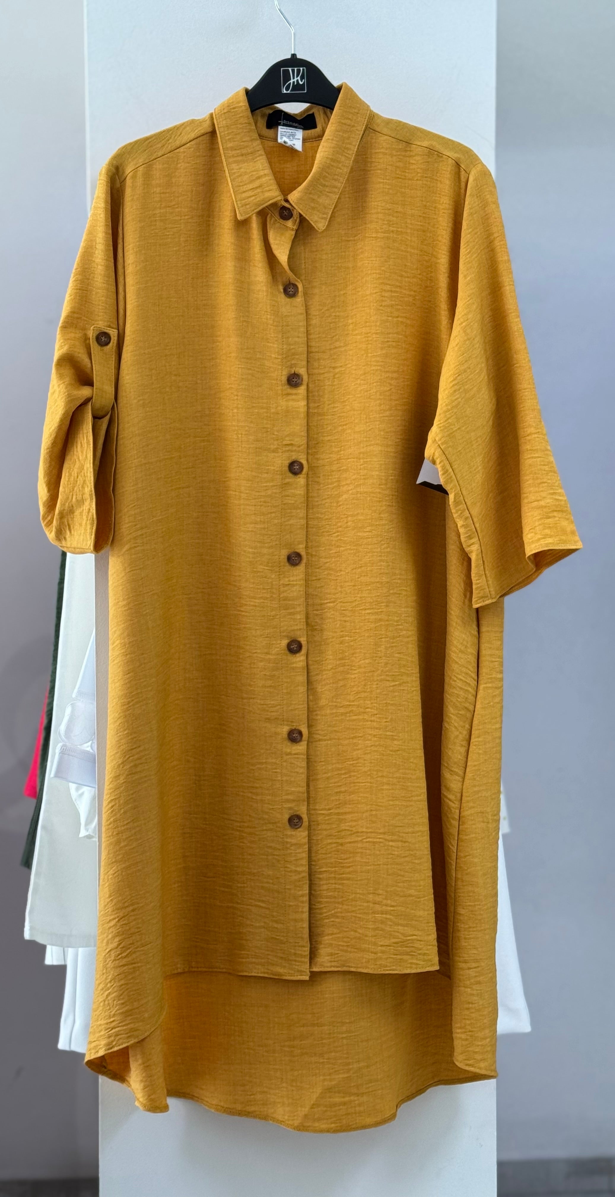 VESTIDO CORTO TÚNICA LILA/BEIGE/MOSTAZA L3787