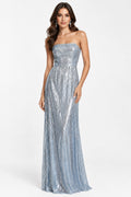 VESTIDO LARGO PLATA AZUL 57559