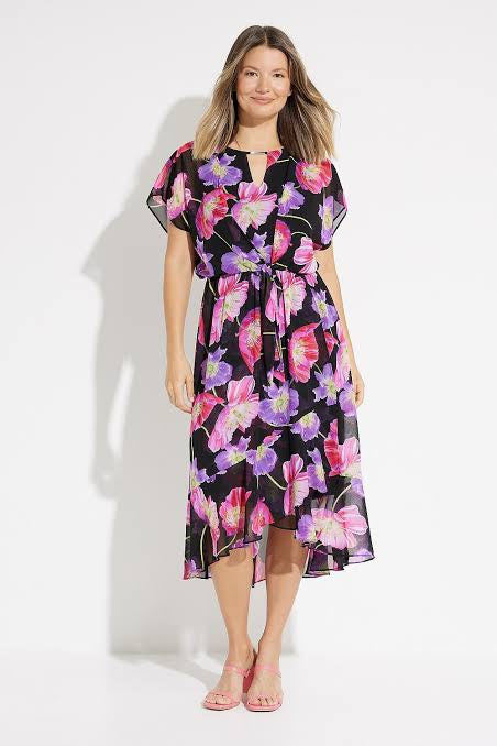 VESTIDO MIDI NEGRO ESTAMPADO GASA 231106