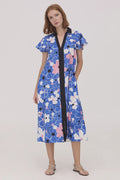 VESTIDO MIDI AZUL ESTAMPADO 125501