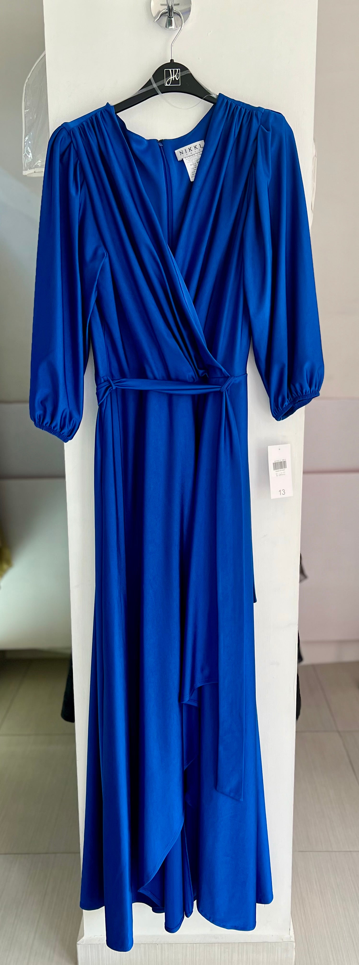 VESTIDO LARGO AZUL REY/ VERDE ESMERALDA 56610