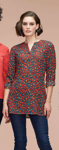 BLUSA AZUL ESTAMPADA