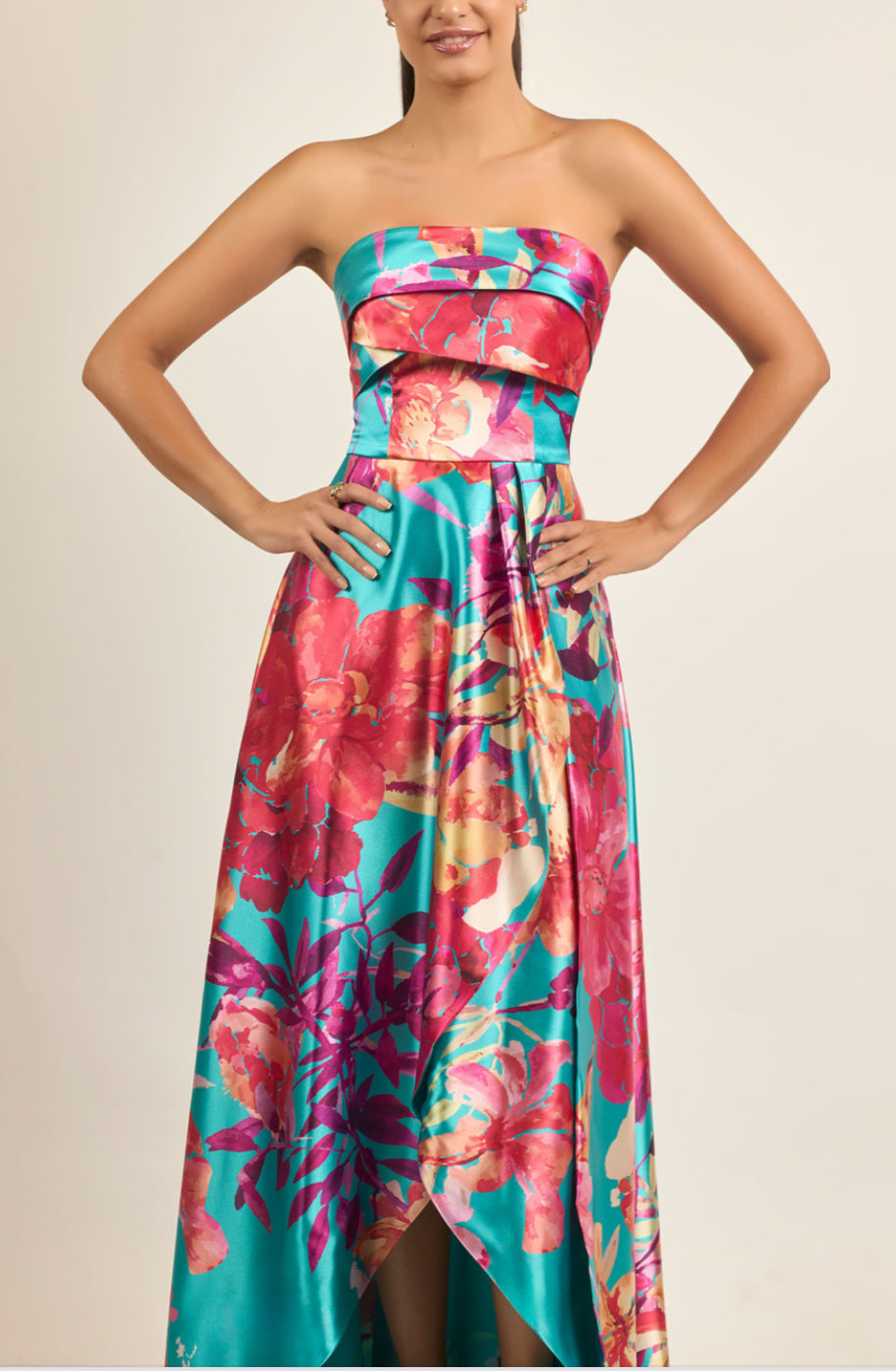 VESTIDO LARGO TURQUESA ESTAMP 57179