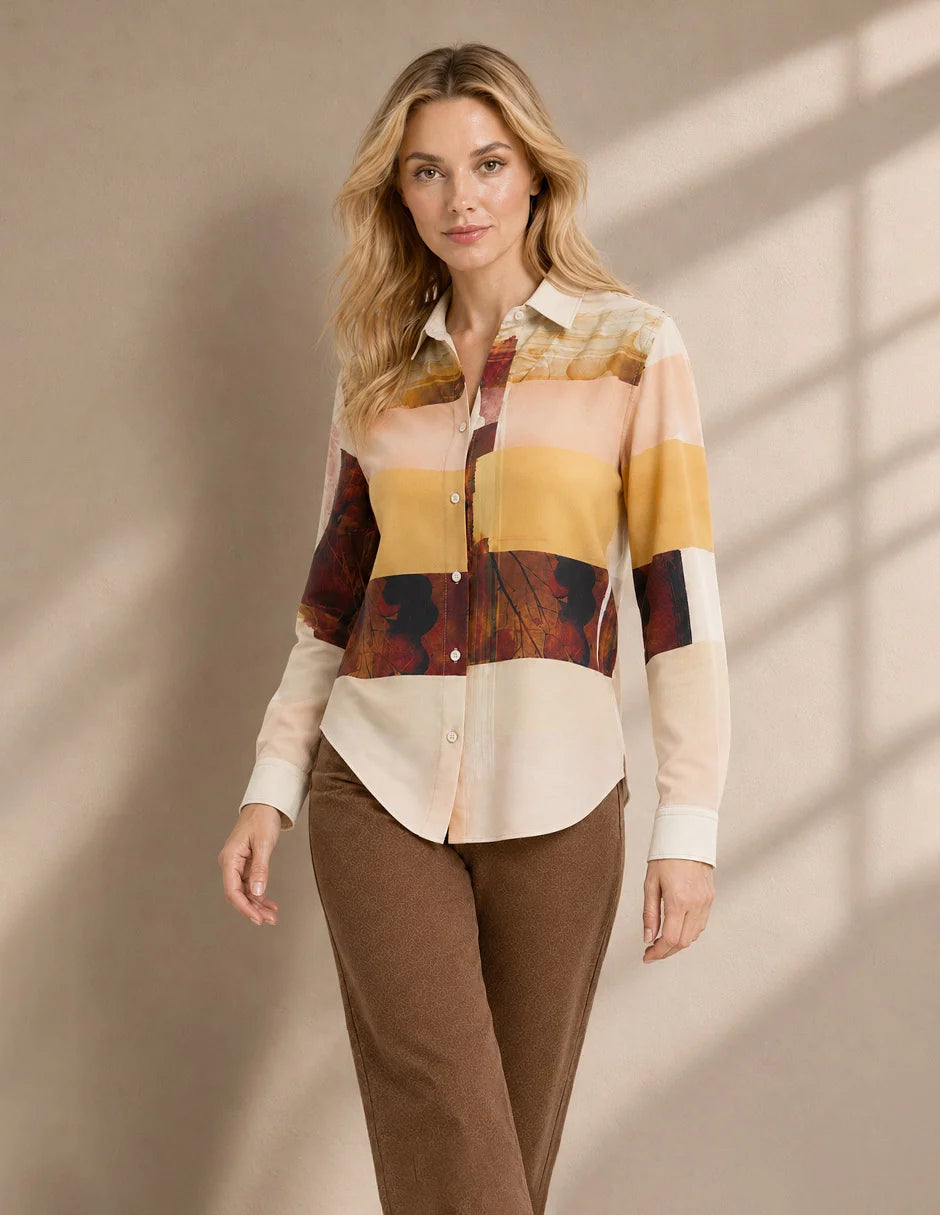 BLUSA BEIGE ESTAMPADA 226434