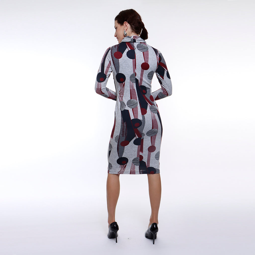 VESTIDO GRIS ESTAMPADO 1116