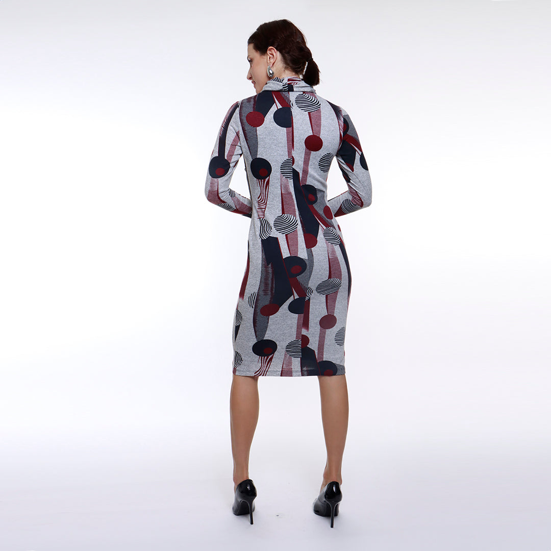 VESTIDO GRIS ESTAMPADO 1116