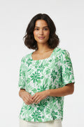 BLUSA VERDE ESTAMPADA L37180