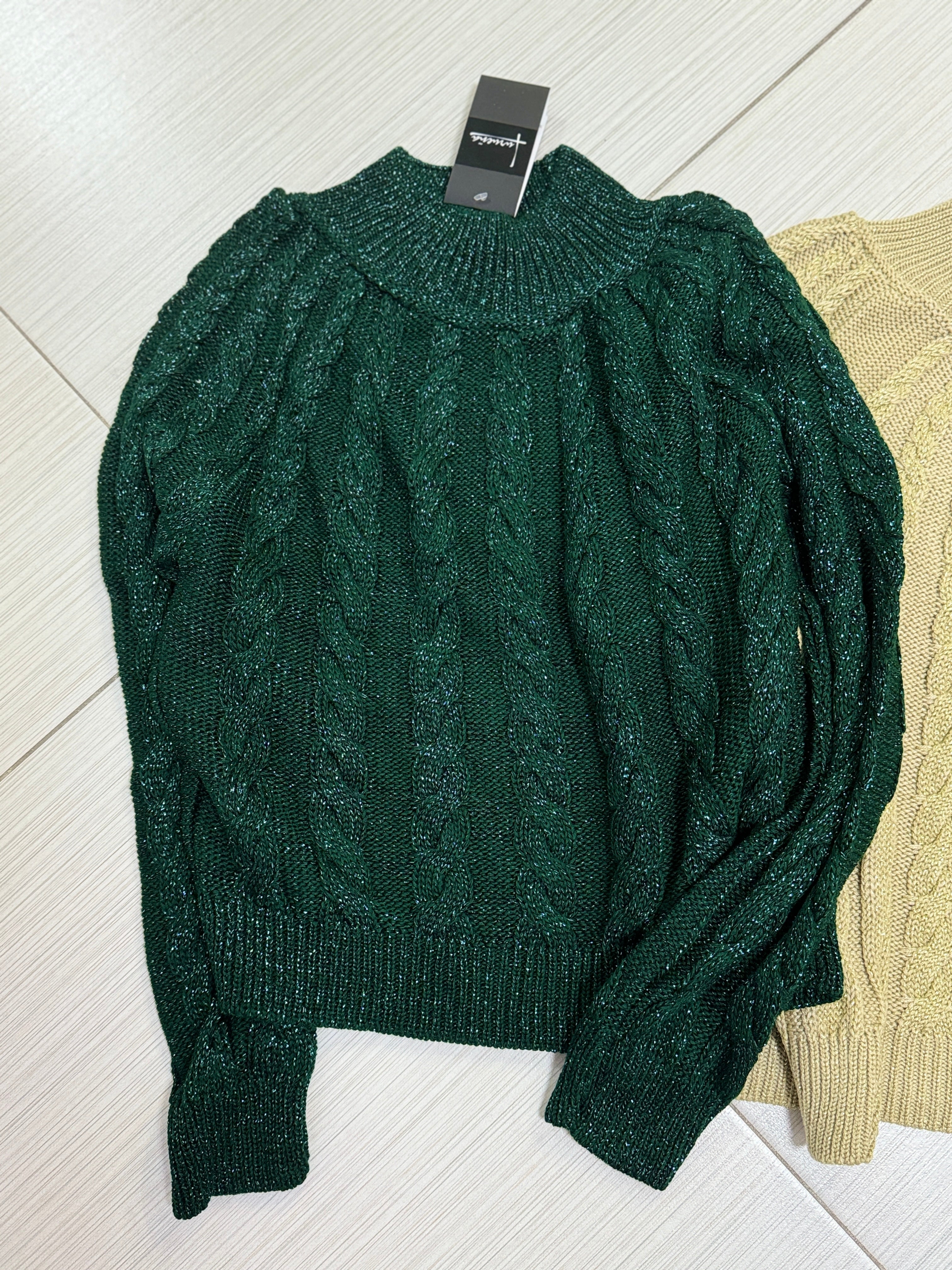 SUÉTER TEJIDO NEGRO/VERDE/ORO L33379