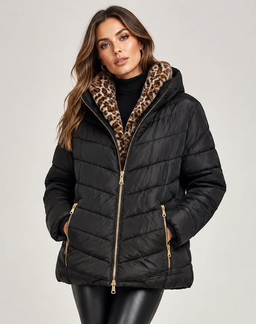 CHAQUETA ANIMAL PRINT CAFÉ/NEGRO GL25104