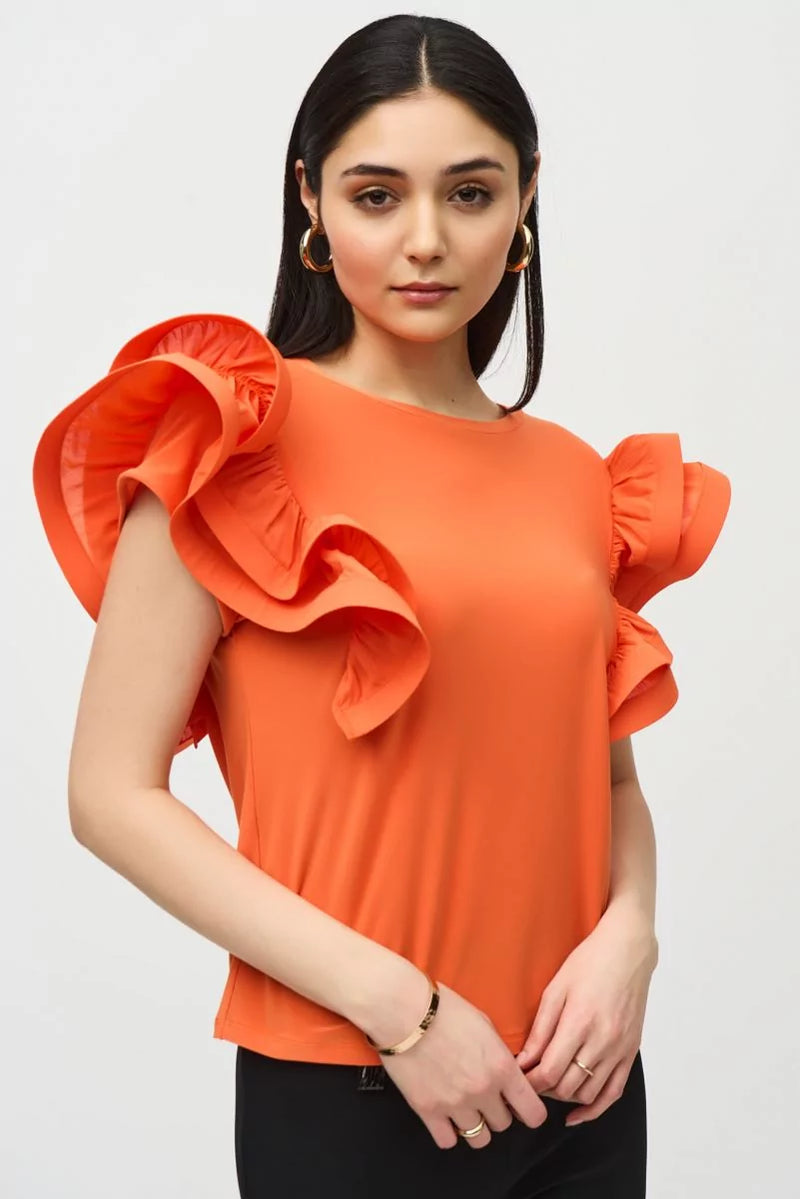BLUSA BLANCA/ROSA/NARANJA MANGAS VOLANTE 242236