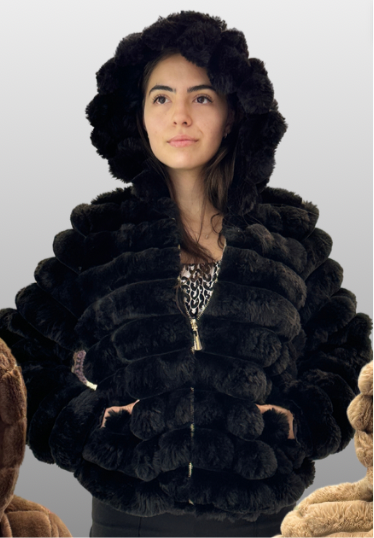 CHAQUETA PELUCHE NEGRO/BEIGE GL24190