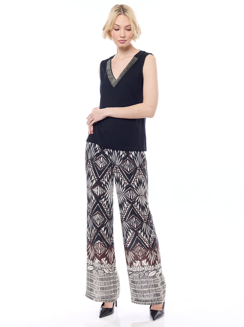 PANTALÓN NEGRO ESTAMPADO 125503