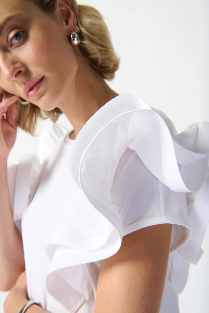 BLUSA BLANCA/ROSA/NARANJA MANGAS VOLANTE 242236