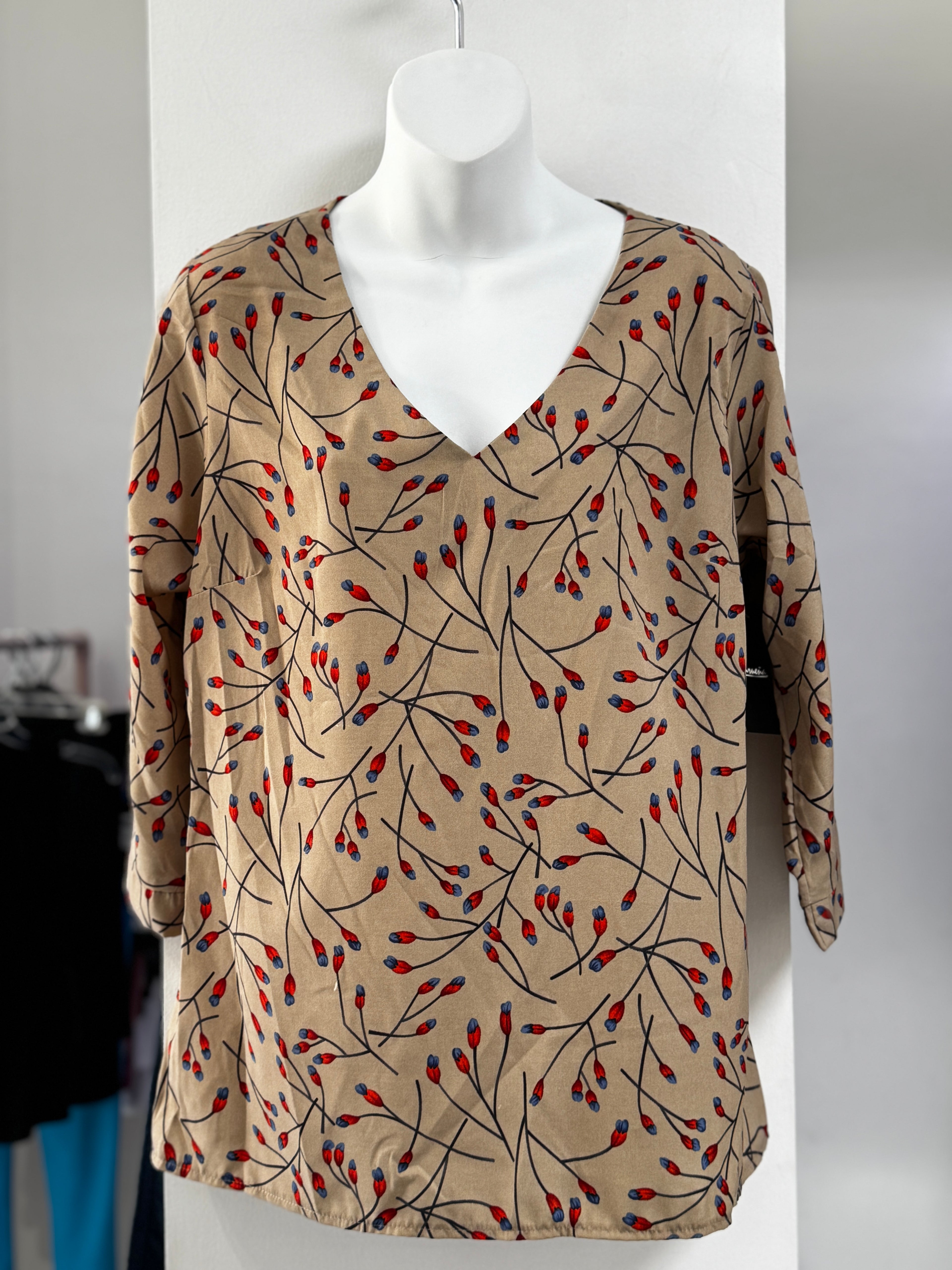 BLUSA BEIGE ESTAMPADA L37164