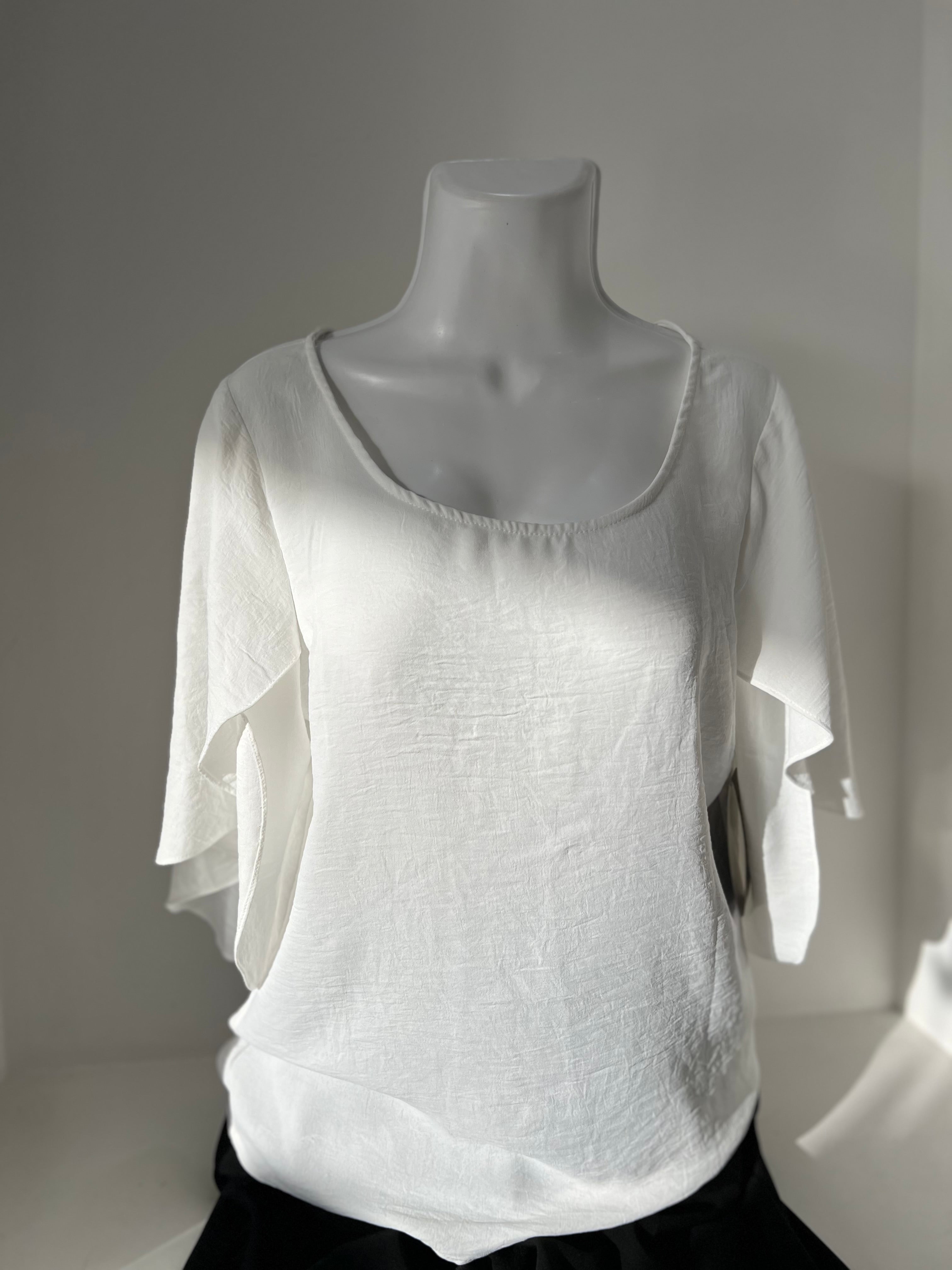 BLUSA MANGA MARIPOSA BLANCA/MORADO/VERDE LIMÓN L35335