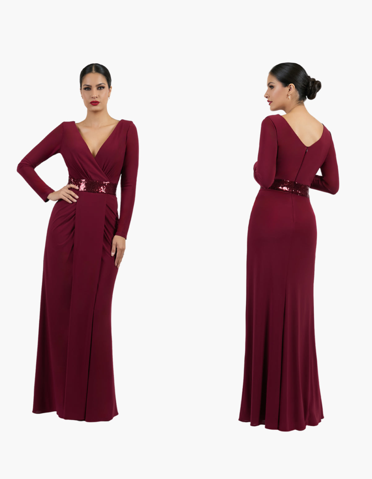 VESTIDO LARGO VINO 57266