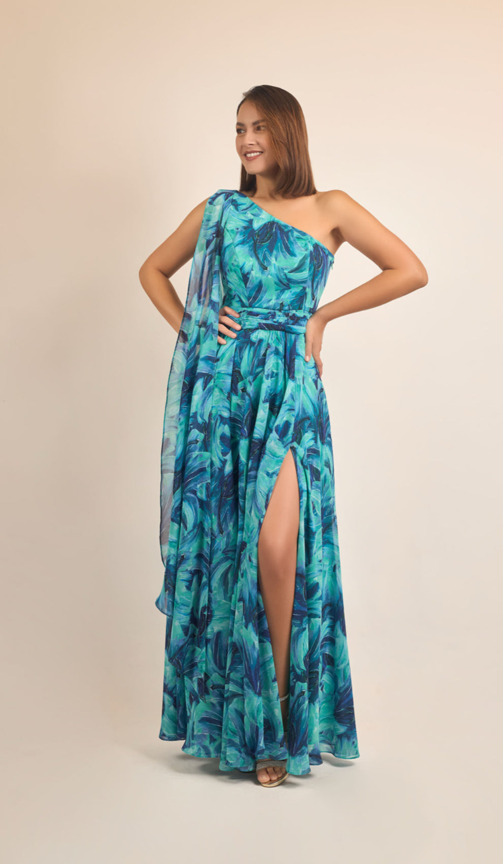 VESTIDO LARGO VERDE ESTAMPADO 57100