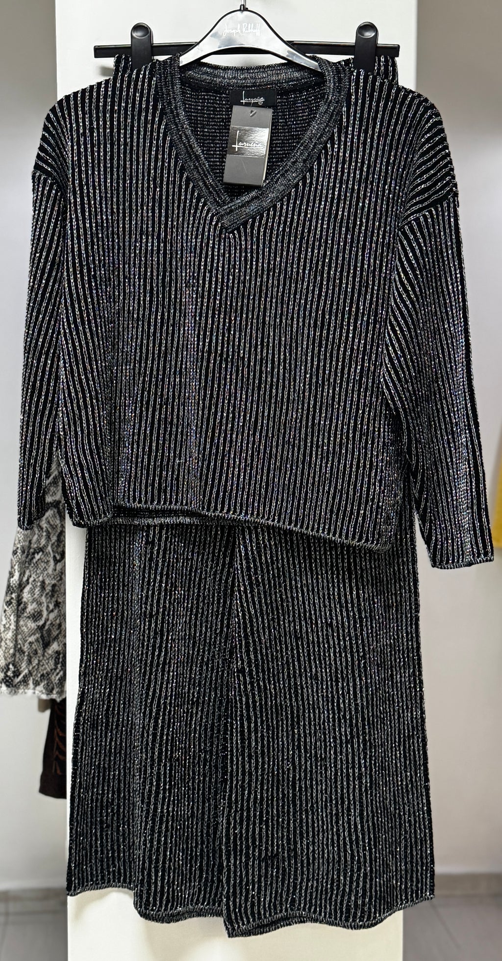 CONJUNTO NEGRO/PLATA TEJIDO L33397