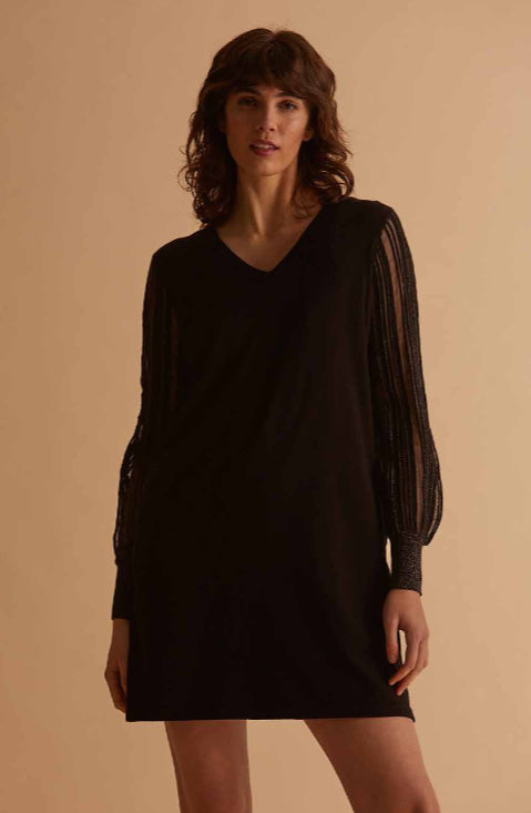 VESTIDO CORTO NEGRO/VINO