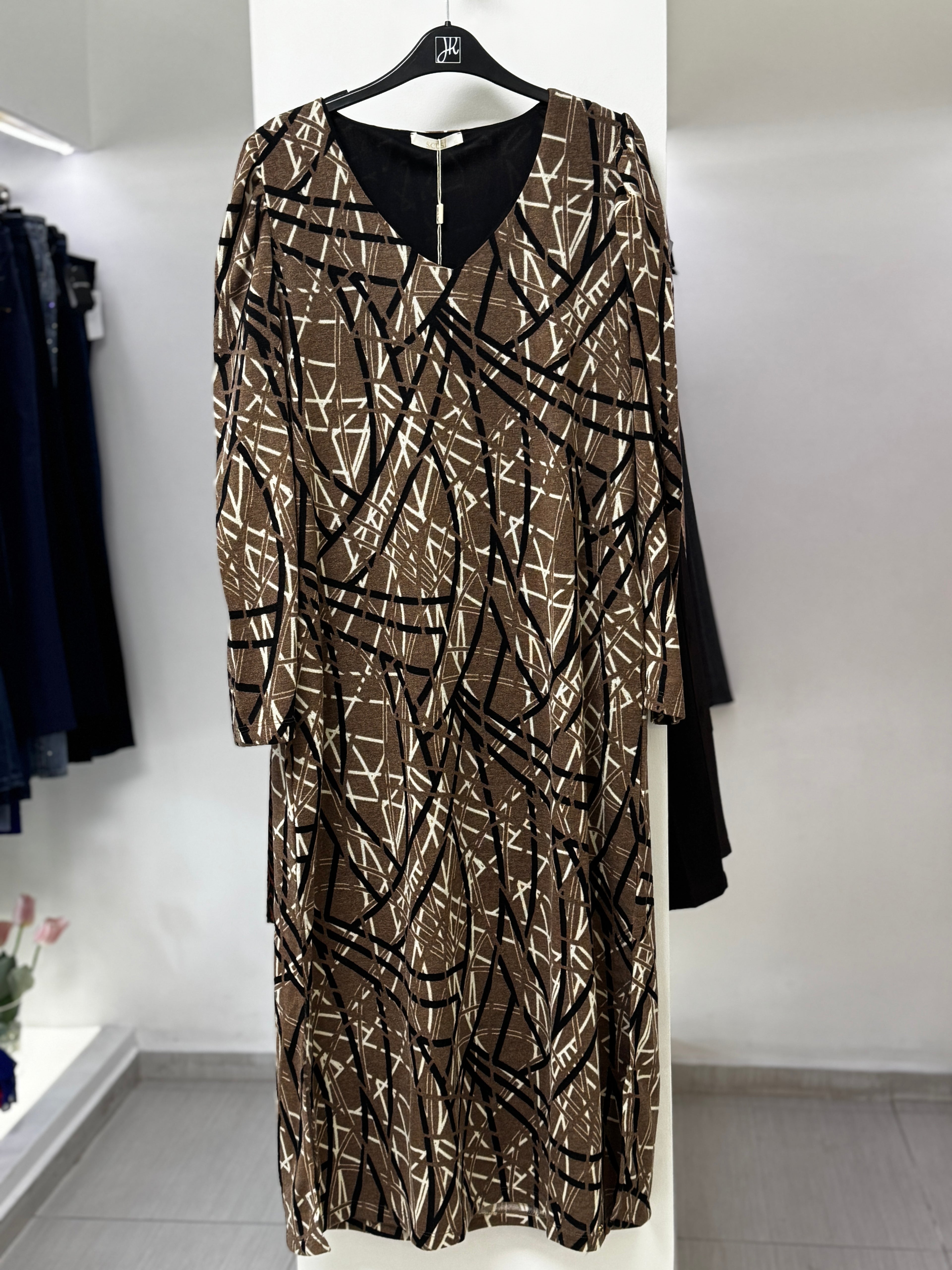 VESTIDO MIDI CAFÉ ESTAMPADO 07767