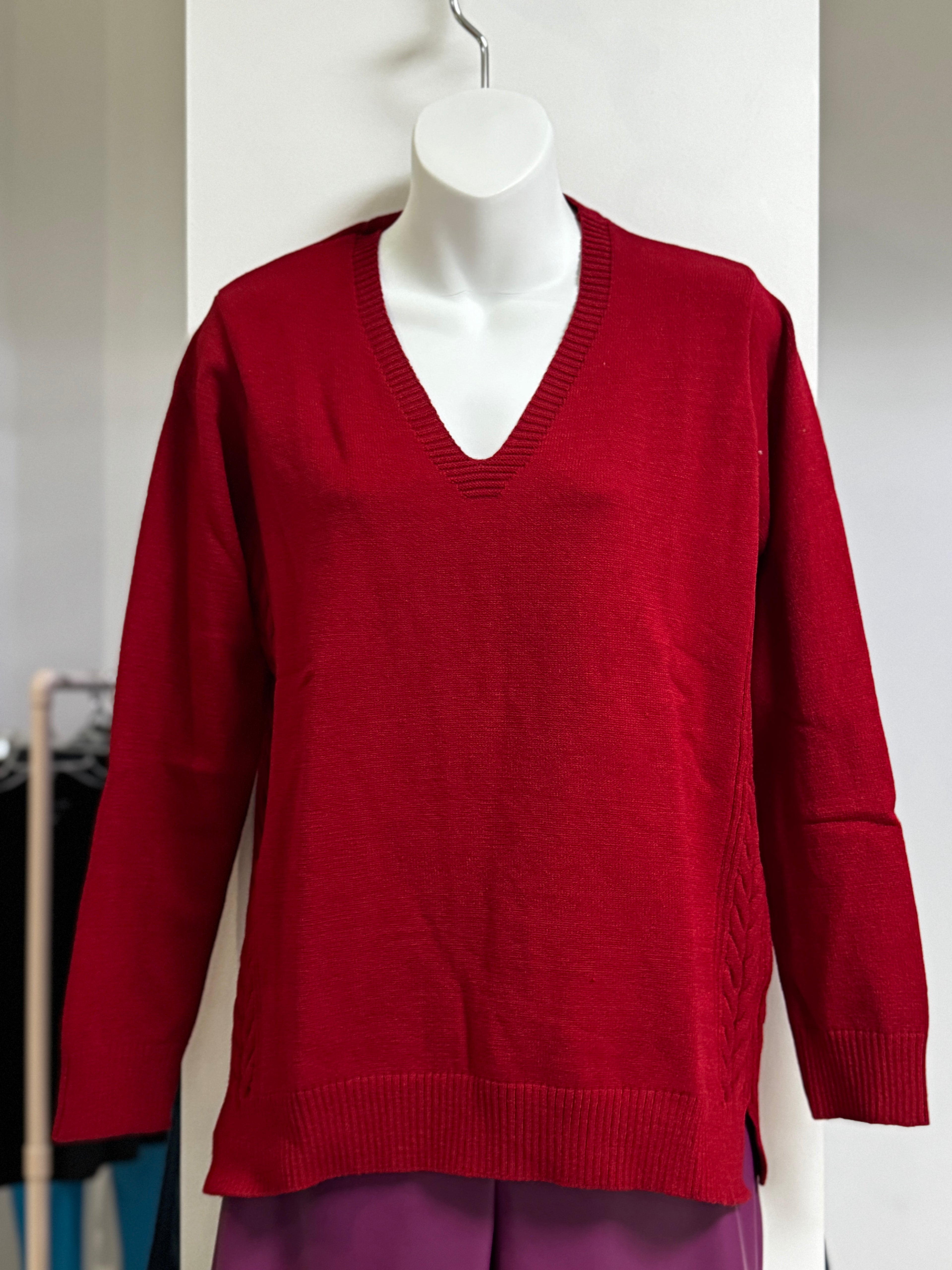 SUÉTER TEJIDO ROJO/GRIS L36131