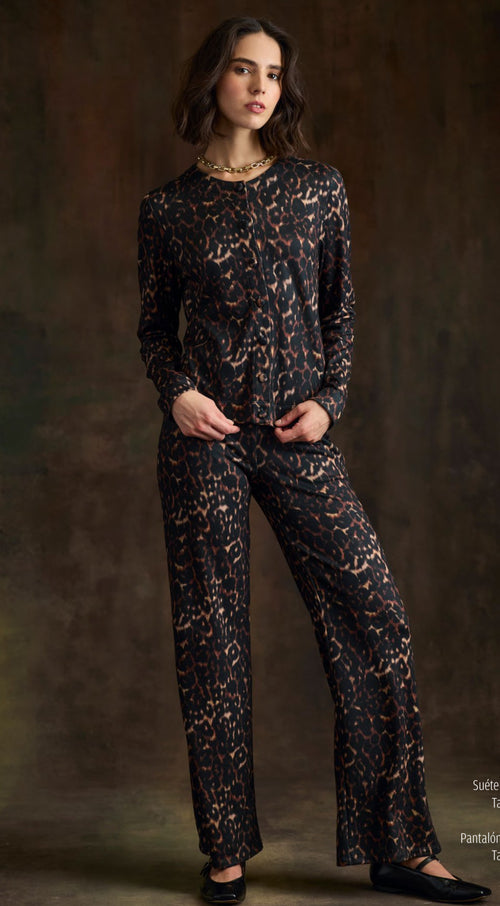 PANTALÓN NEGRO ANIMAL PRINT R26062