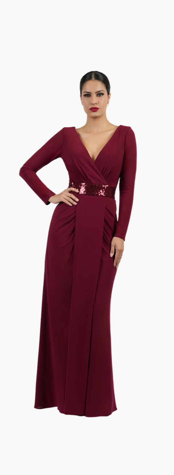 VESTIDO LARGO VINO 57266