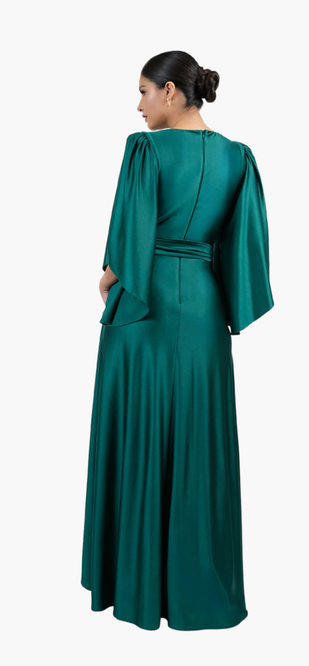 VESTIDO LARGO VERDE/CAFE 57198