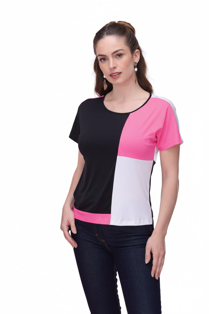 BLUSA NEGRA Y ROSA 9659