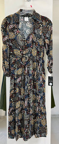 VESTIDO MIDI NEGRO ESTAMPADO