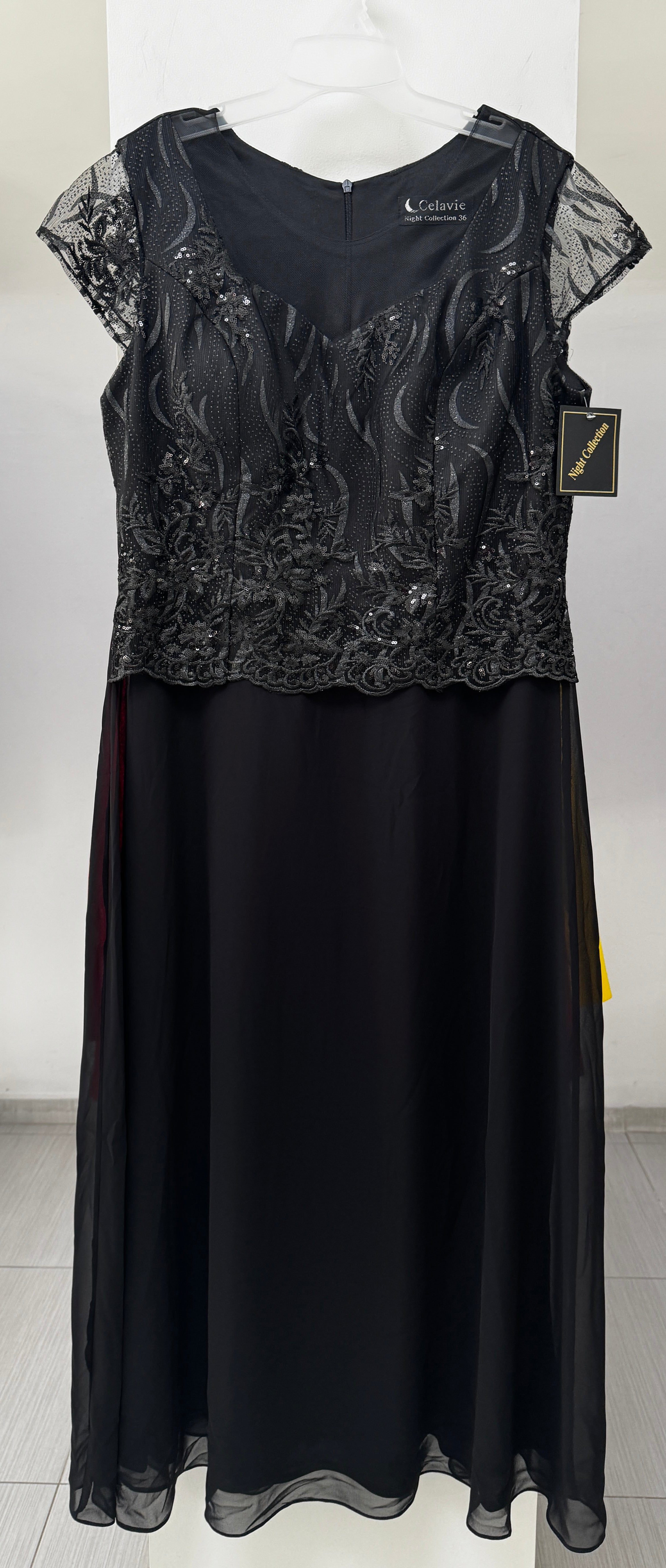 VESTIDO LARGO NEGRO/AZUL 9084