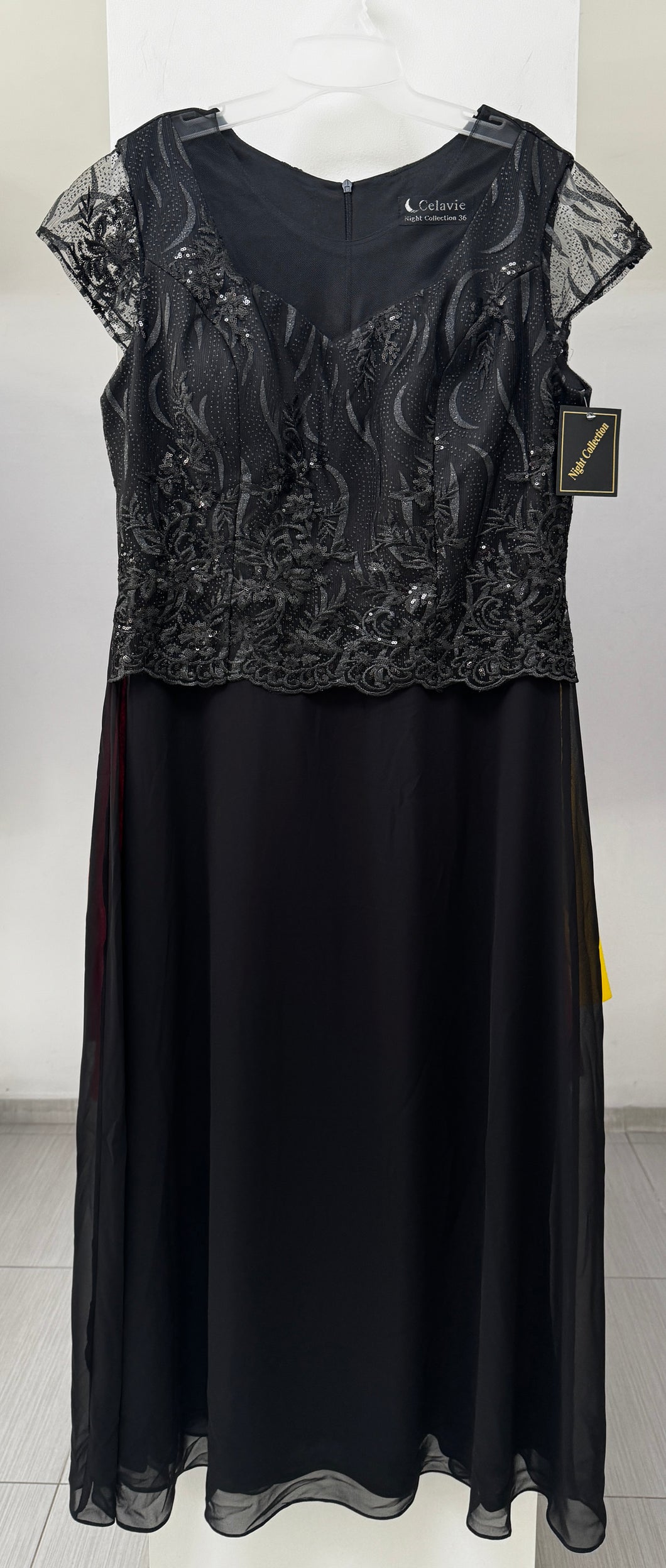 VESTIDO LARGO NEGRO/AZUL 9084