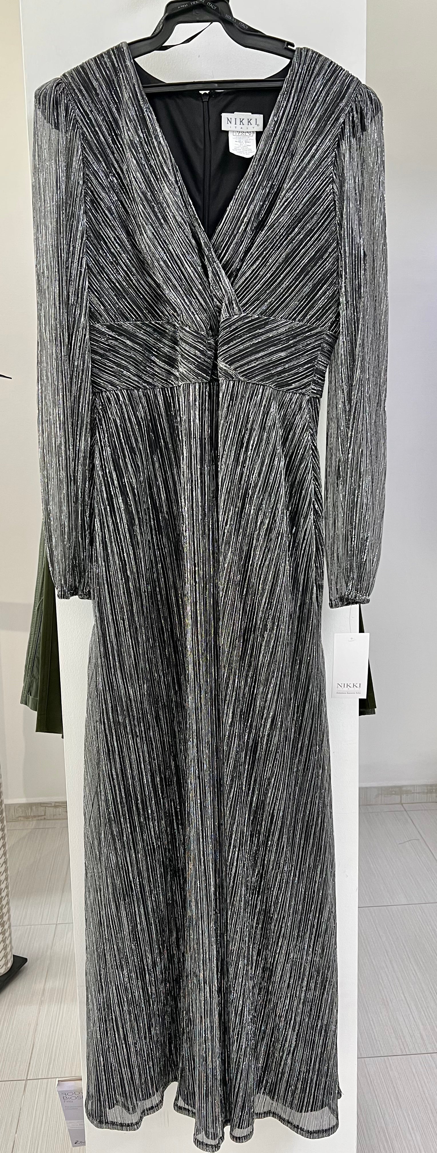 VESTIDO LARGO GRIS PLATA