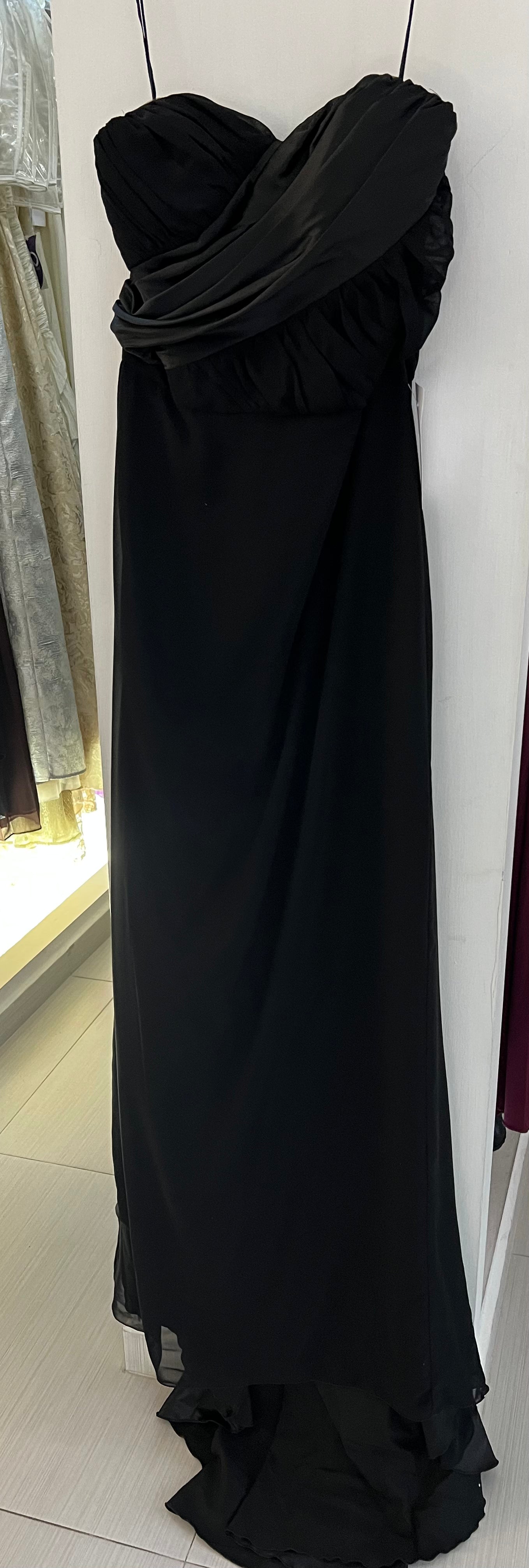 VESTIDO LARGO STRAPLESS NEGRO